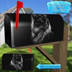 Beautiful Grey Cat Portrait Rural Farm Mailbox Cover