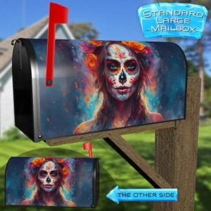 Flower Sugar Skull Woman Rural Farm Mailbox Cover