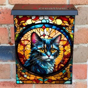 Stained Glass Kitten Colonial Mailbox Cover