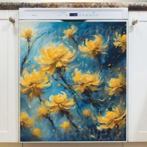 Pretty Yellow Flowers Magnetic Dishwasher Door Cover