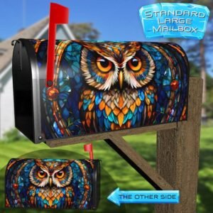 Colorful Stained Glass  Owl Rural Farm Mailbox Cover