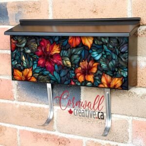Stained  Glass Hibiscus Flowers Wall-mounted Townhouse Mailbox Cover
