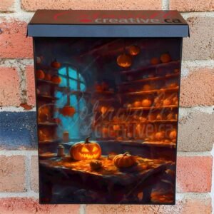 The Witch's Kitchen with Pumpkins 2 Colonial Mailbox Cover