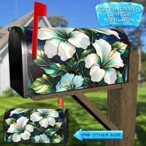 Stained Glass Hibiscus Flowers Rural Farm Mailbox Cover