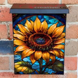 Stained Glass Sunflower  Colonial Mailbox Cover