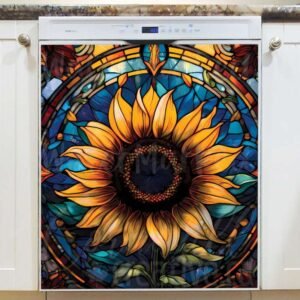 Stained Glass Pretty Sunflower Magnetic Dishwasher Door Cover