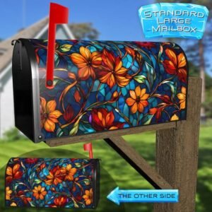 Cute Stained Glass Flowers Rural Farm Mailbox Cover