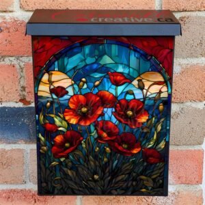Stained Glass Poppy Field Colonial Mailbox Cover