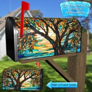 Stained Glass Summer Willow Tree Rural Farm Mailbox Cover