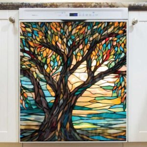Stained Glass Summer Willow Tree Magnetic Dishwasher Door Cover