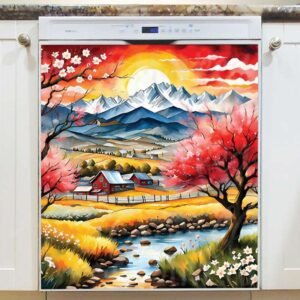 Springtime in the Country Magnetic Dishwasher Door Cover