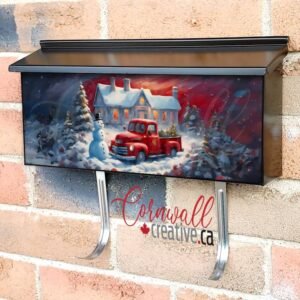 Little Red Truck and Snowman Wall-mounted Townhouse Mailbox Cover