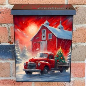 Red Truck with Christmas Tree Colonial Mailbox Cover