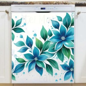 Pretty Blue Flowers Magnetic Dishwasher Door Cover