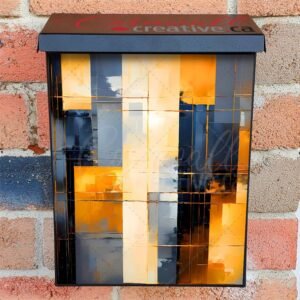 Abstract Gold and Grey Modern Art Colonial Mailbox Cover