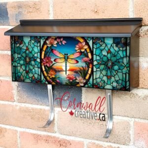 Stained Glass Sunset Dragonfly 2 Wall-mounted Townhouse Mailbox Cover