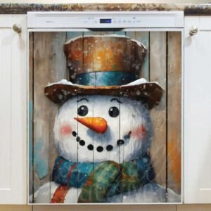 Rustic Farmhouse Snowman Magnetic Dishwasher Door Cover