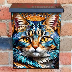 Beautiful Mosaic Cat 2 Colonial Mailbox Cover