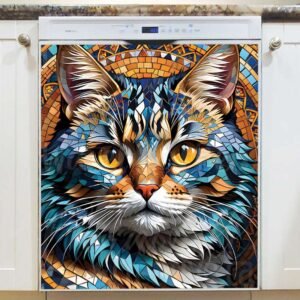 Beautiful Mosaic Cat 2 Magnetic Dishwasher Door Cover