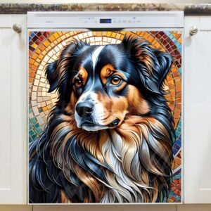 Beautiful Mosaic Dog Magnetic Dishwasher Door Cover