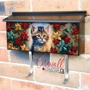Stained Glass Christmas Kitten 2 Wall-mounted Townhouse Mailbox Cover