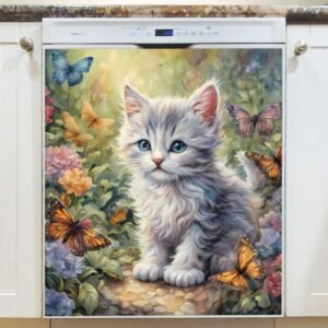 Little Kitten in the Garden Magnetic Dishwasher Door Cover