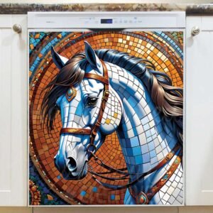 Beautiful Mosaic White Stallion Magnetic Dishwasher Door Cover