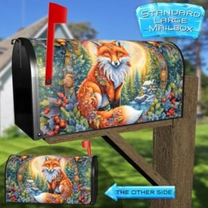 Beautiful Winter Fox at the Cottage Rural Farm Mailbox Cover