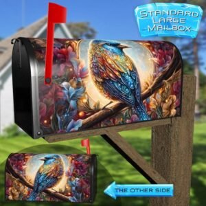 Stained Glass Colorful Bird Rural Farm Mailbox Cover