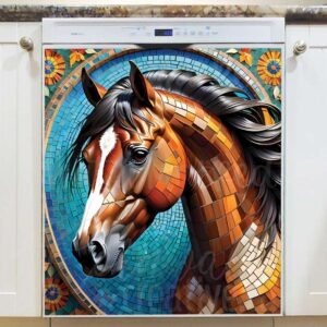 Beautiful Mosaic Brown Stallion Magnetic Dishwasher Door Cover