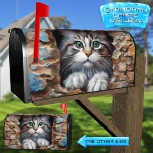 Kitten in the Garden Wall Hole Rural Farm Mailbox Cover