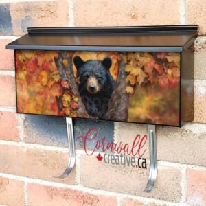 Pretty Autumn Black Bear Cub Wall-mounted Townhouse Mailbox Cover