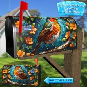 Beautiful Mosaic Robin Rural Farm Mailbox Cover