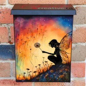 Little Fairy in the Sunset with Dandelion Colonial Mailbox Cover