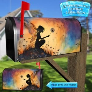 Little Fairy in the Sunset with Dandelion Rural Farm Mailbox Cover