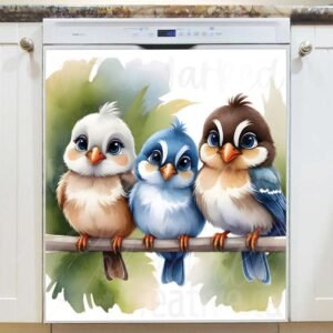 Cute Bird Family Magnetic Dishwasher Door Cover