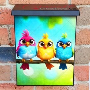 Colorful Bird Family Colonial Mailbox Cover
