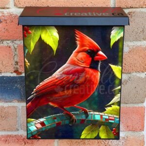Cardinal on a Mosaic Branch Colonial Mailbox Cover
