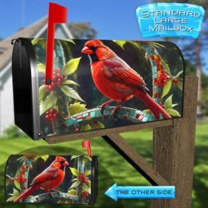 Cardinal on a Mosaic Branch Rural Farm Mailbox Cover