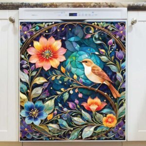 Bohemian Nightingale Bird Magnetic Dishwasher Door Cover