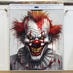 Scary Zombie Clown Portrait Magnetic Dishwasher Door Cover