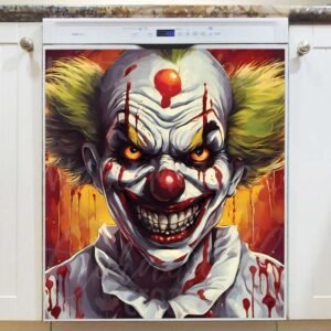 Creepy Zombie Clown Portrait Magnetic Dishwasher Door Cover