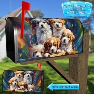 Cute Puppies in a Box Rural Farm Mailbox Cover