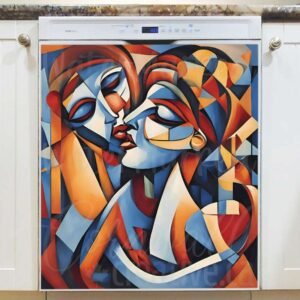 Abstract Kissing Couple Magnetic Dishwasher Door Cover