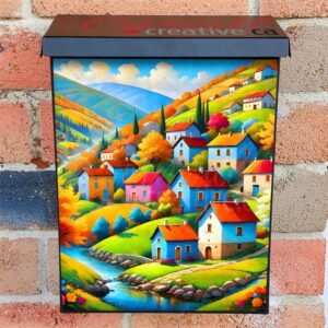 Colorful European Town Colonial Mailbox Cover