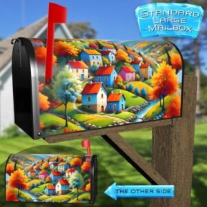 Colorful European Town Rural Farm Mailbox Cover
