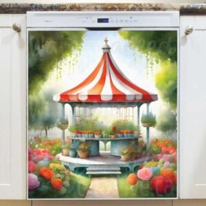 Pretty Flower Gazebo Magnetic Dishwasher Door Cover