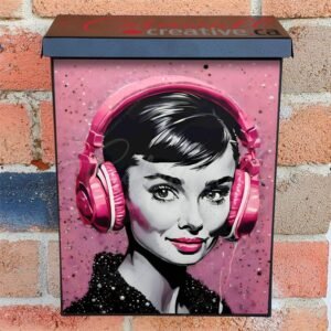 Audrey Hepburn in Headphones Colonial Mailbox Cover