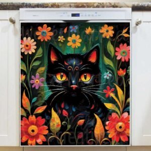 Folklore Cat in the Garden Magnetic Dishwasher Door Cover
