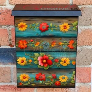 Flower Pattern on Wood Colonial Mailbox Cover